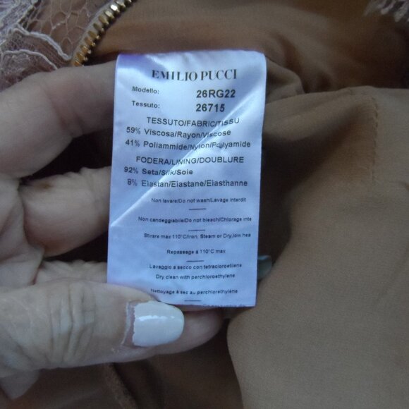 New Emilio Pucci Beige Lace Cocktail Sheath Dress Size US 6 - Picture 16 of 16